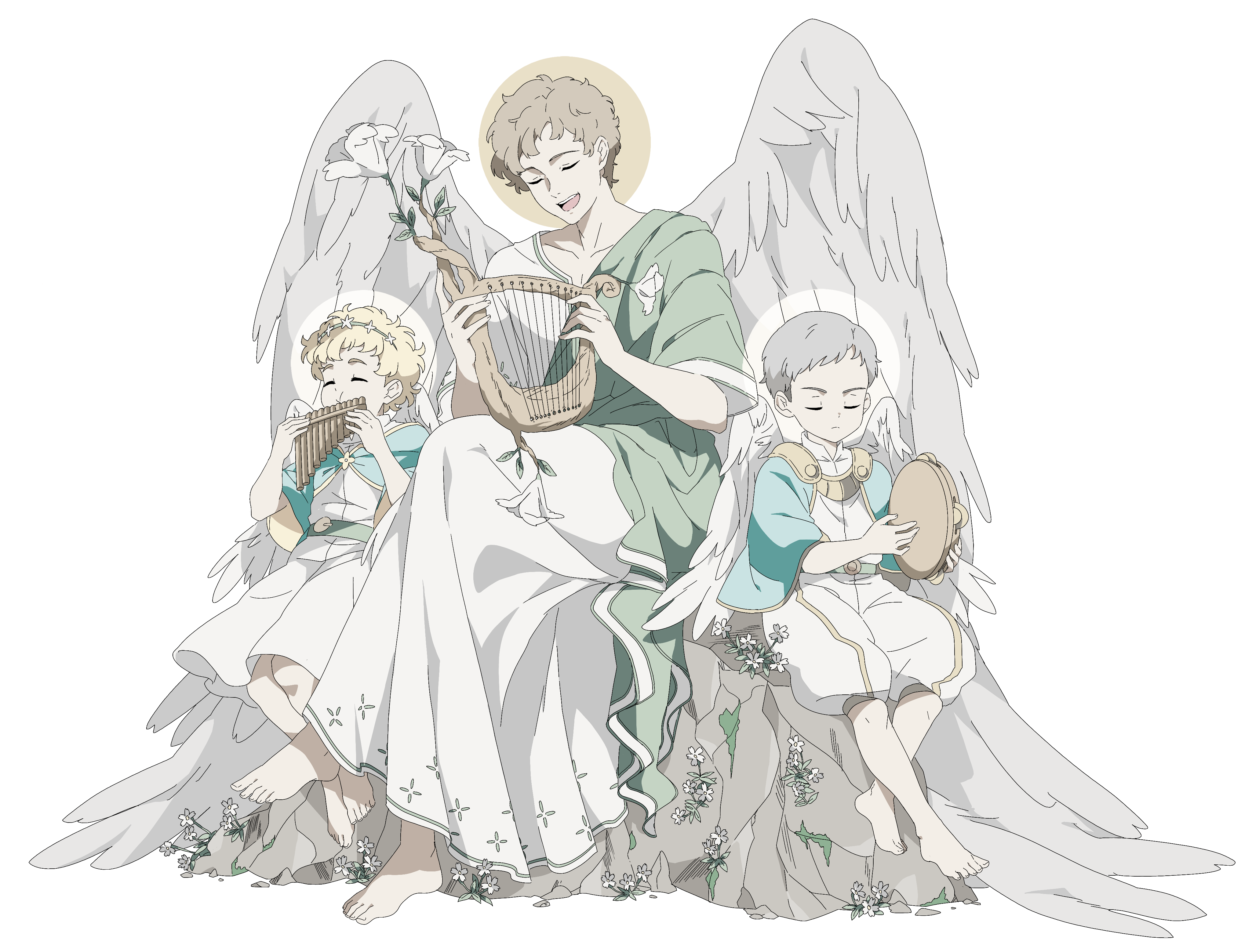 Gabriel, Ithuriel and Zephon playing music together